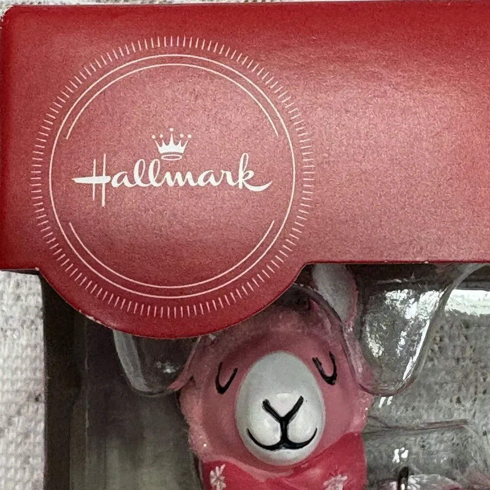 Hallmark Pink Sparkly Llama Christmas Ornament‎ NIB Red Box 3”